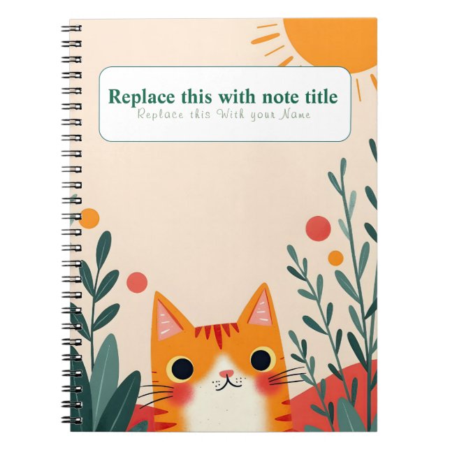 Caderno Espiral Notebook Gato Kawaii Cute Personalizado (Frente)