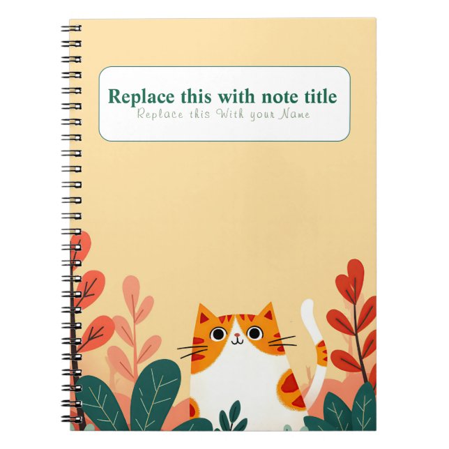 Caderno Espiral Notebook Gato Kawaii Cute Personalizado (Frente)