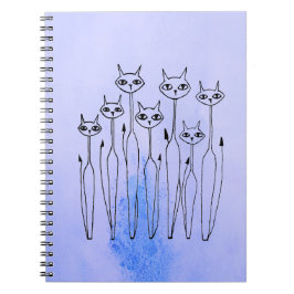 Caderno Espiral Notebook (gatos desenhados à mão)