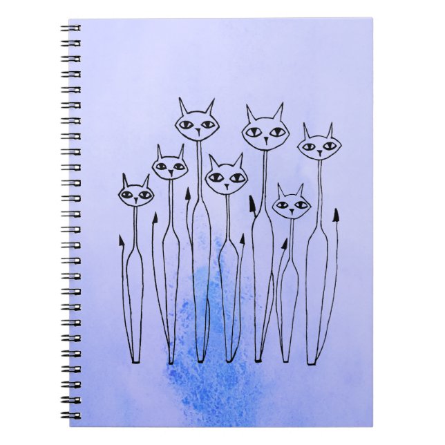 Caderno Espiral Notebook (gatos desenhados à mão) (Frente)