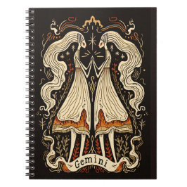 Caderno Espiral Notebook Gemini Celestial Zodiac Art
