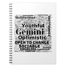 Caderno Espiral Notebook Gemini Zodiac Word Cloud Spiral