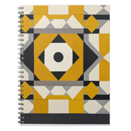 Caderno Espiral Notebook Geométrico Amarelo e Cinza Espiral