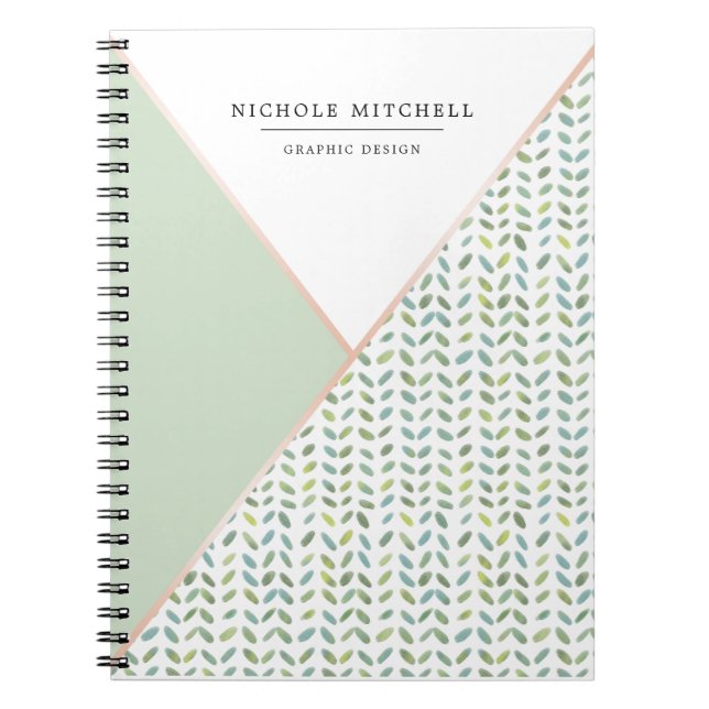 Caderno Espiral Notebook Geométrico Watercolor Leaf (Frente)