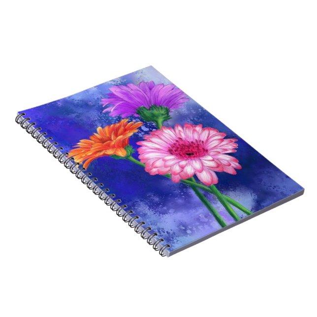 Caderno Espiral Notebook Gerberas de Três Cores (Lado Direito)