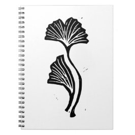 Caderno Espiral Notebook Gingko Leaf Lino Impressão Spiral