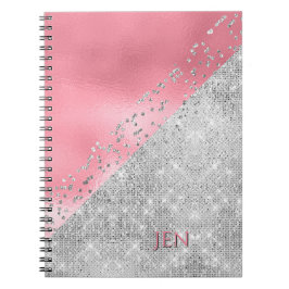 Caderno Espiral Notebook Glam Pink e Prata