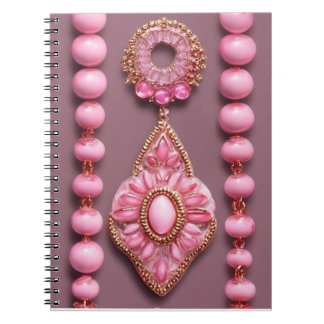 Caderno Espiral Notebook Glam Pink Miçanga Jewelry
