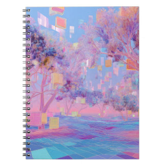 Caderno Espiral Notebook Glitchcore Pastel Dream Forest