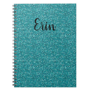 Caderno Espiral Notebook Glitter Azul Personalizado