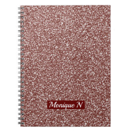 Caderno Espiral Notebook Glitter Design Rosa Dourado Monograma