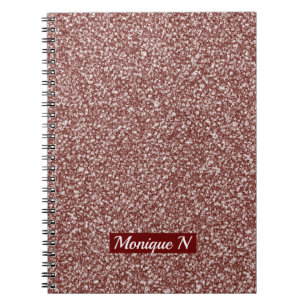 Caderno Espiral Notebook Glitter Design Rosa Dourado Monograma