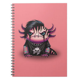 Caderno Espiral Notebook Gótico Axolotl, Punk Rock Axolotl