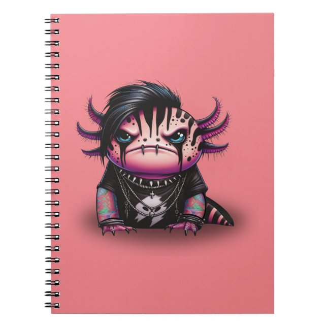 Caderno Espiral Notebook Gótico Axolotl, Punk Rock Axolotl (Frente)