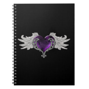 Caderno Espiral Notebook Gótico Purple Heart com Angel Wings