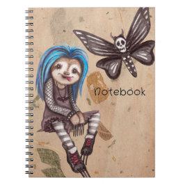 Caderno Espiral Notebook Gótico Sloth | Diário Escuro e Quirky