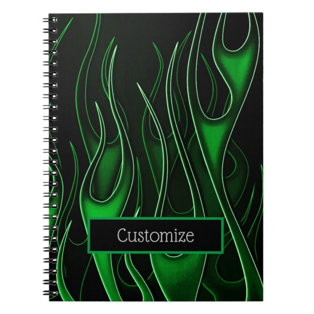 Caderno Espiral Notebook Green Flames (Frente)