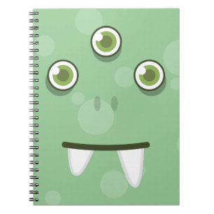 Caderno Espiral Notebook Green Monster Face