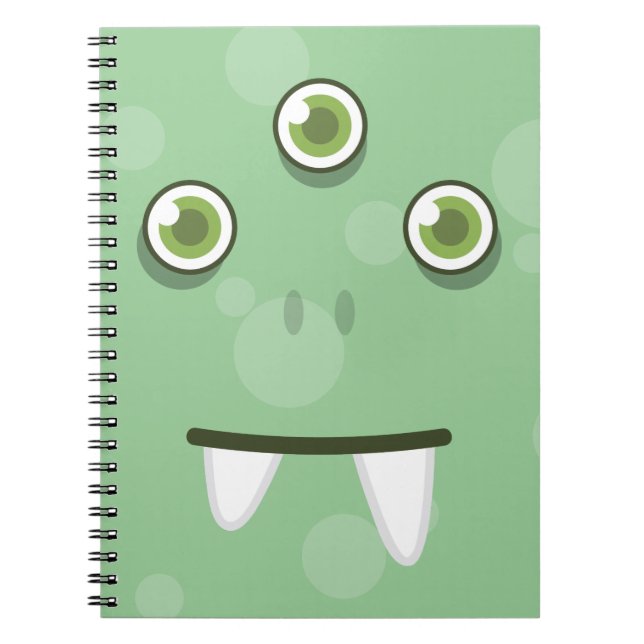 Caderno Espiral Notebook Green Monster Face (Frente)