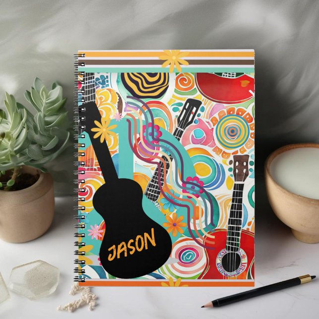 Caderno Espiral Notebook Groovy Colorful Guitars Spiral Foto (Criador carregado)