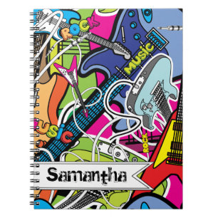 Caderno Espiral Notebook Guitar Rock Music Star Grunge Spiral