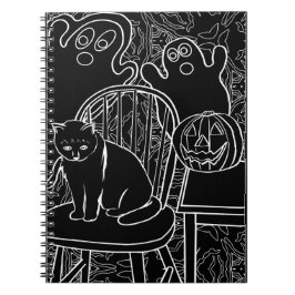 Caderno Espiral Notebook Halloween Cat e Fantasmas