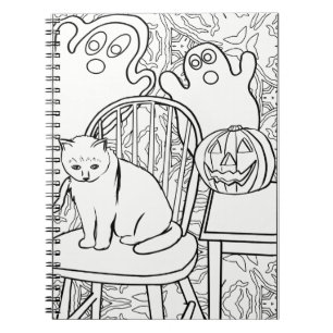 Caderno Espiral Notebook Halloween Cat e Fantasmas