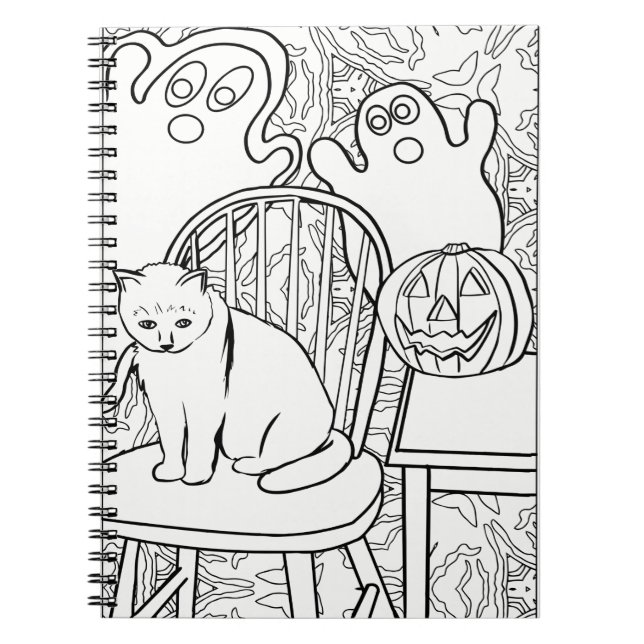 Caderno Espiral Notebook Halloween Cat e Fantasmas (Frente)