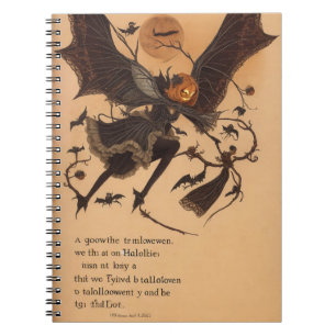 Caderno Espiral Notebook Halloween Samhain Fairy Owl Spider Web