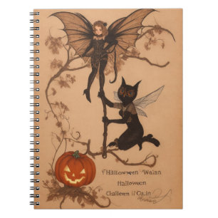 Caderno Espiral Notebook Halloween Samhain Fairy Owl Spider Web