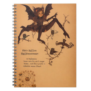 Caderno Espiral Notebook Halloween Samhain Fairy Owl Spider Web