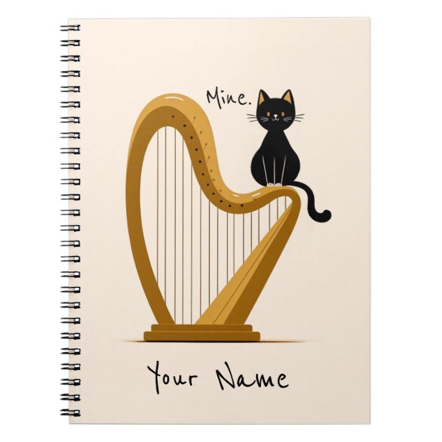 Caderno Espiral Notebook Harp Personalizado e Cat (Frente)