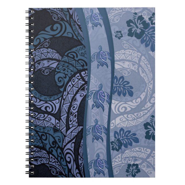 Caderno Espiral Notebook Havaiano Blue Tapa e Honu (Frente)