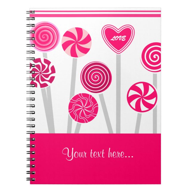 Caderno Espiral Notebook Heart Lollipops Design (Frente)