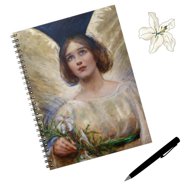 Caderno Espiral Notebook Heaven Vintage + White Lily (A beautiful vintage angel notebook.)