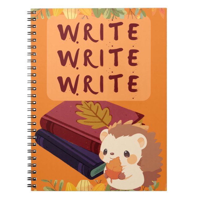 Caderno Espiral Notebook Hedgehog Escrevendo para Escritores e Aut (Frente)