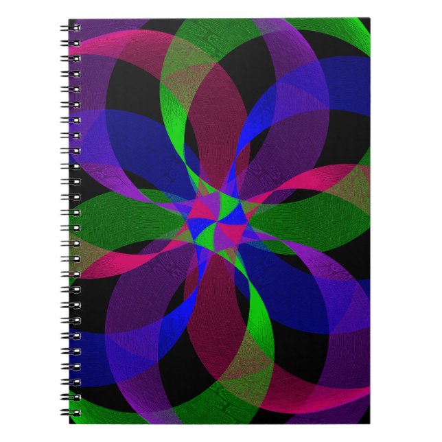 Caderno Espiral Notebook Híbrido Geométrico 2D 3D (Frente)
