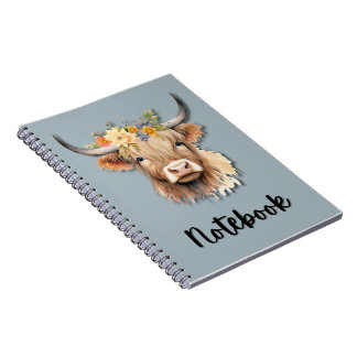 Caderno Espiral Notebook Highland Cow