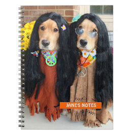Caderno Espiral Notebook Hippie do ouro Retriever Halloween