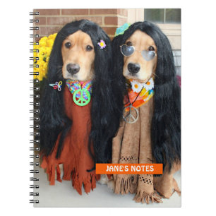 Caderno Espiral Notebook Hippie do ouro Retriever Halloween