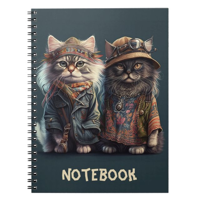 Caderno Espiral Notebook Hippy Cat Spiral (Frente)