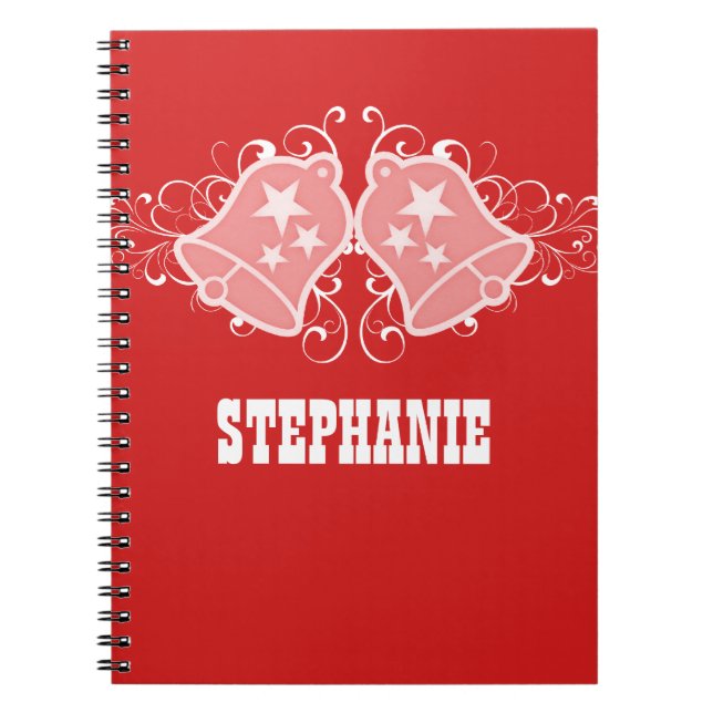 Caderno Espiral Notebook Holiday Bells and Swirls, Vermelho (Frente)