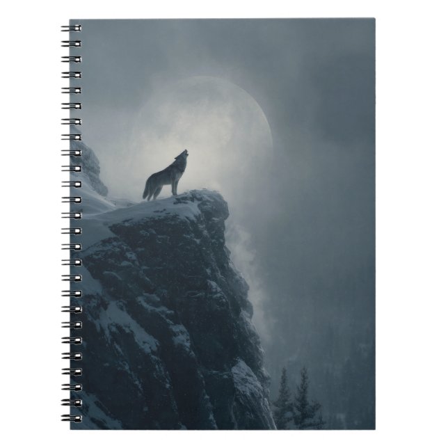Caderno Espiral Notebook Howling Wolf Moonlight (Frente)