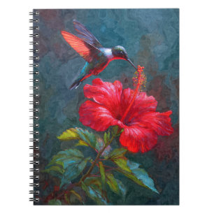 Caderno Espiral Notebook Hummingbird Crimson Hibiscus