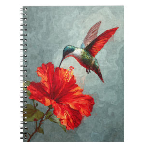 Caderno Espiral Notebook Hummingbird Scarlet Hibiscus