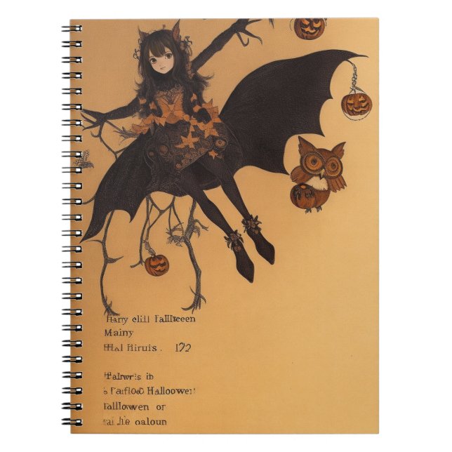 Caderno Espiral Notebook Hunted Forest Dreams Owl para o Dia das B (Frente)