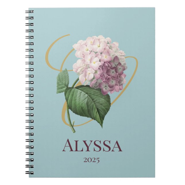 Caderno Espiral Notebook Hydrangea Floral (Frente)