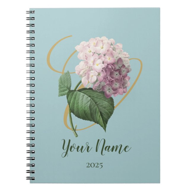Caderno Espiral Notebook Hydrangea Floral (Frente)