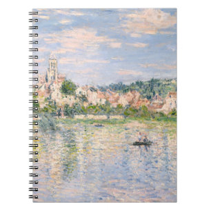 Caderno Espiral Notebook impressionista da Aldeia Sunlit Riverside