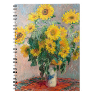 Caderno Espiral Notebook Impressionista de Girassóis Vintage